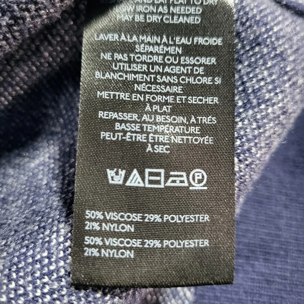 Maeve Anthropologie Maxine Puff-Sleeve Sweater Navy Blue Cream Floral Pattern XL - Picture 8 of 10